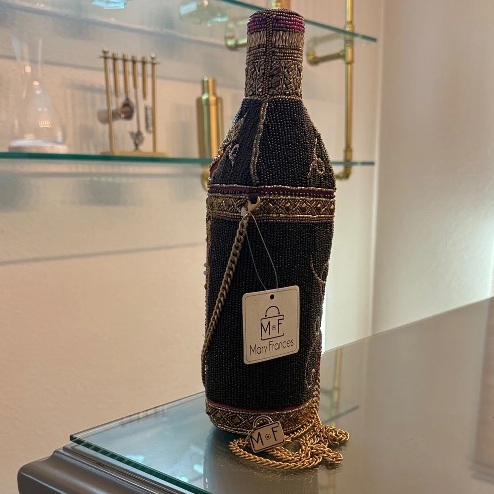 Mary Frances Black Beaded Bag with Gold Chain - Picture 7 of 8